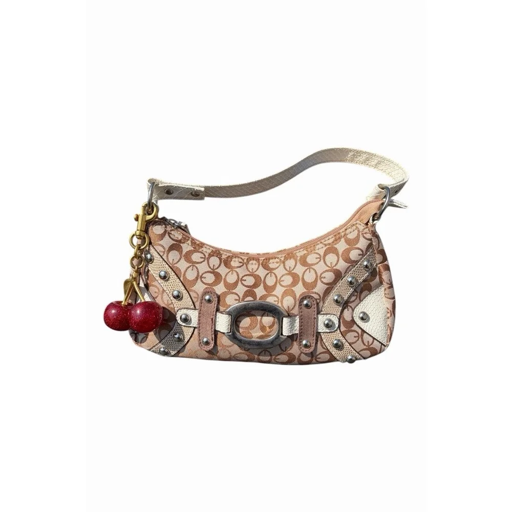 Vintage Y2K Guess Mini Bag White Brown Monogram Handbag Purse Rare - Picture 2 of 6